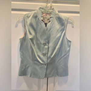 Ann Taylor Petites Pale Blue Lined Top Rhinestone buttons Size 6 Petite NWT